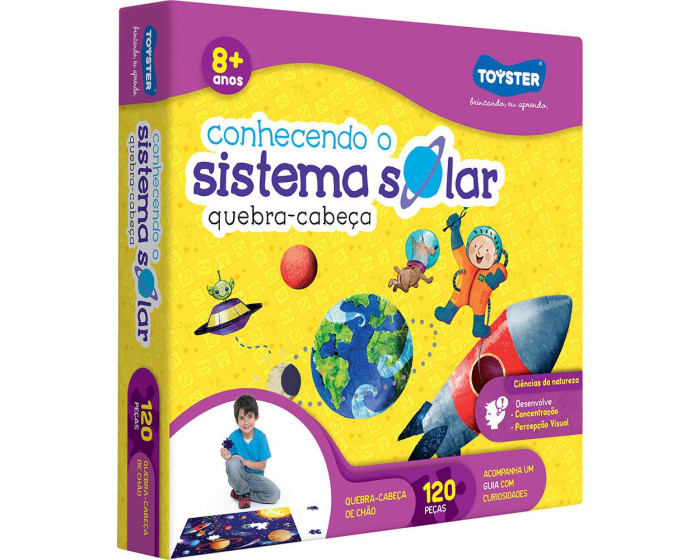 Quebra-Cabeça Sistema Solar Brinquedo Educativo de Madeira