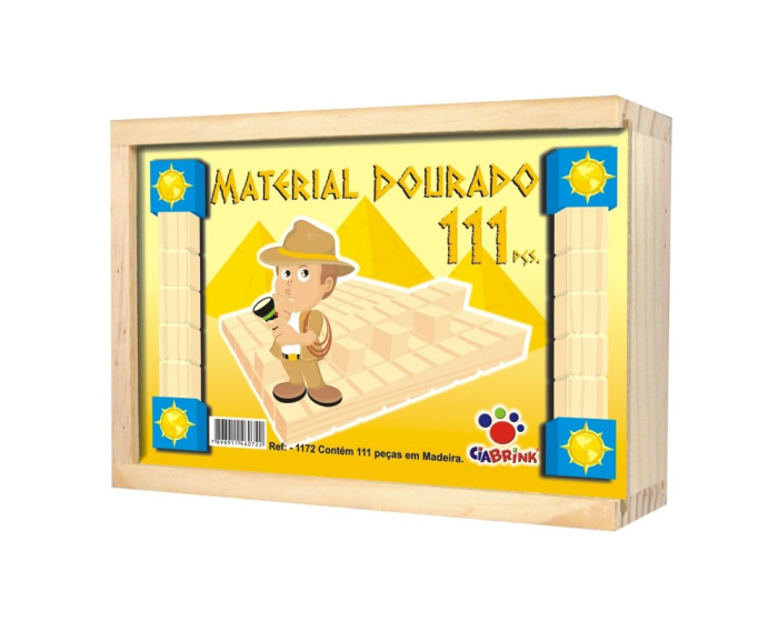 Material Dourado Individual com 111 Peças Cx em Madeira