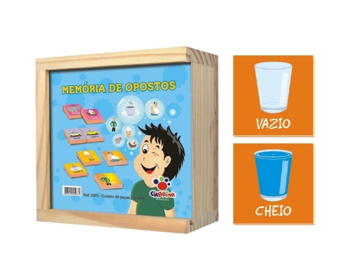 Jogo da Memória dos Opostos Brinquedo Educativo MDF - Tralalá 4 Kids