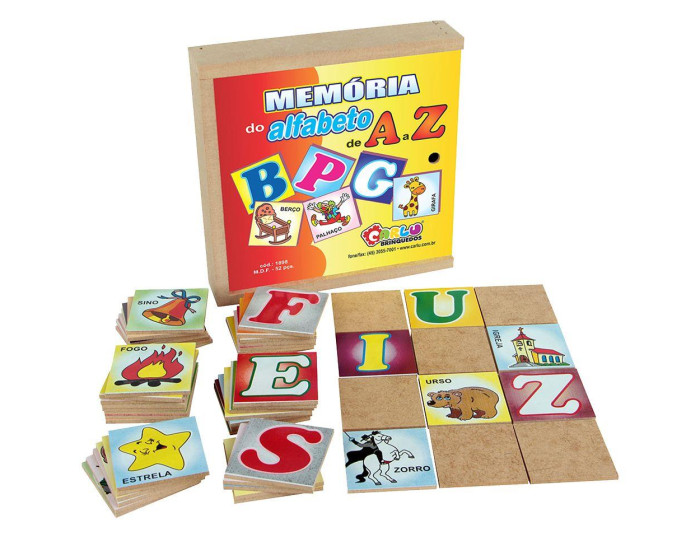 Kit 06 Jogos Educativos Infantil Pedagógico Memória Alfabeto