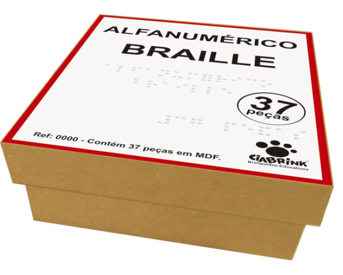 Alfanumérico Braille com 37 Peças Cx em Madeira