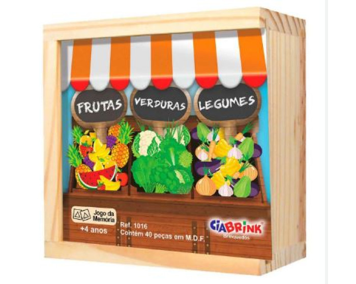 Jogo Da Memória Infantil Educativo Frutas E Legumes Madeira em