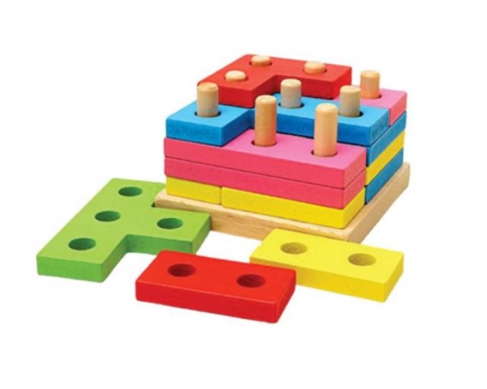 Brinquedo de Encaixe Formas e Cores Tetris MDF